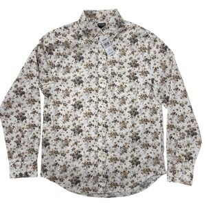 Todd Snyder Mens White Floral Printed Corduroy Button Down Shirt SH1220647-800 S